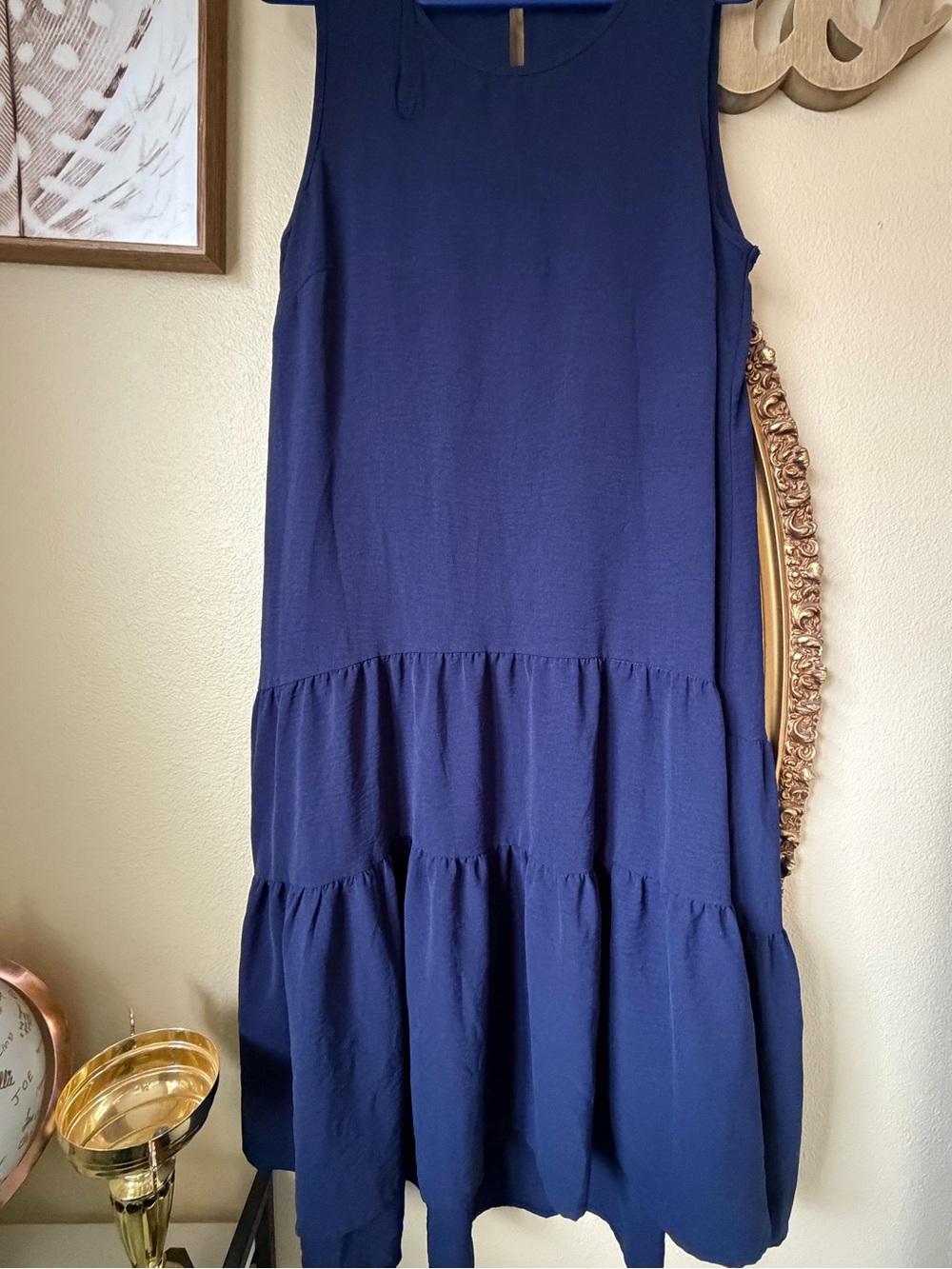 Chetta B Navy Blue Tiered Sleeveless Dress